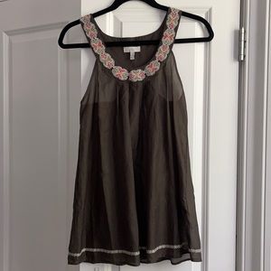 Joie Embroidered Sheer Sleeveless Top, Size S